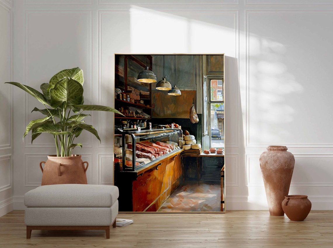 Traditional Butcher Shop Interior Meat Display Counter Poster - Image 3