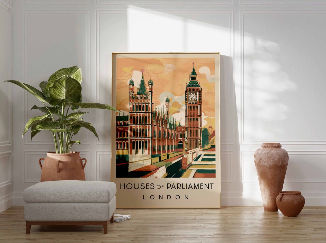 Houses Of Parliament Poster London Print London Art London Poster London Travel Print William Morris Print Vintage Decor - Image 3