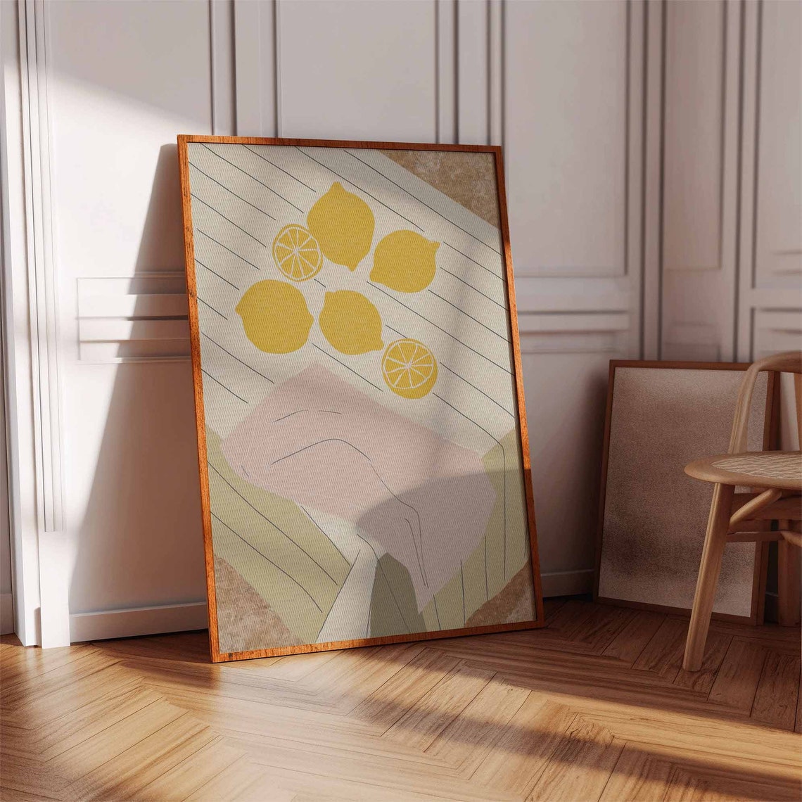 Sunny Abstract Yellow Lemon Collage Modern Kitchen Art Poster - Image 2
