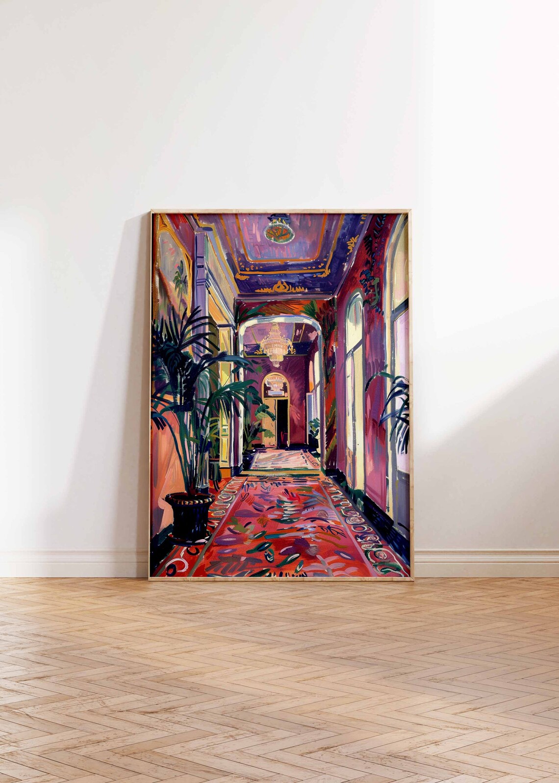 Purple Casino Corridor Palms Chandelier Moody Interior Art Poster - Image 2