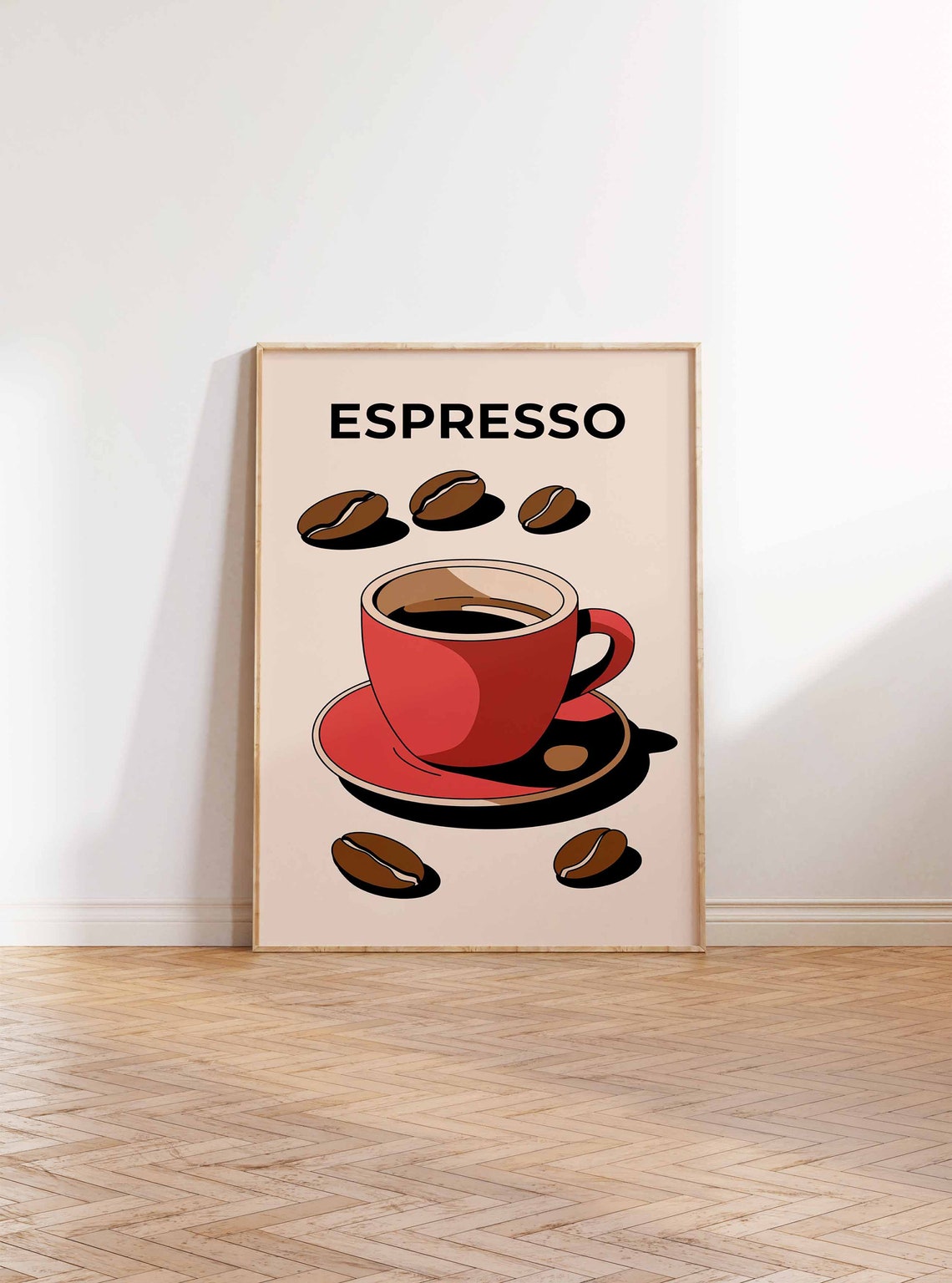 Espresso Red Cup Coffee Beans Bold Pop Art Kitchen Decor Poster - Image 2