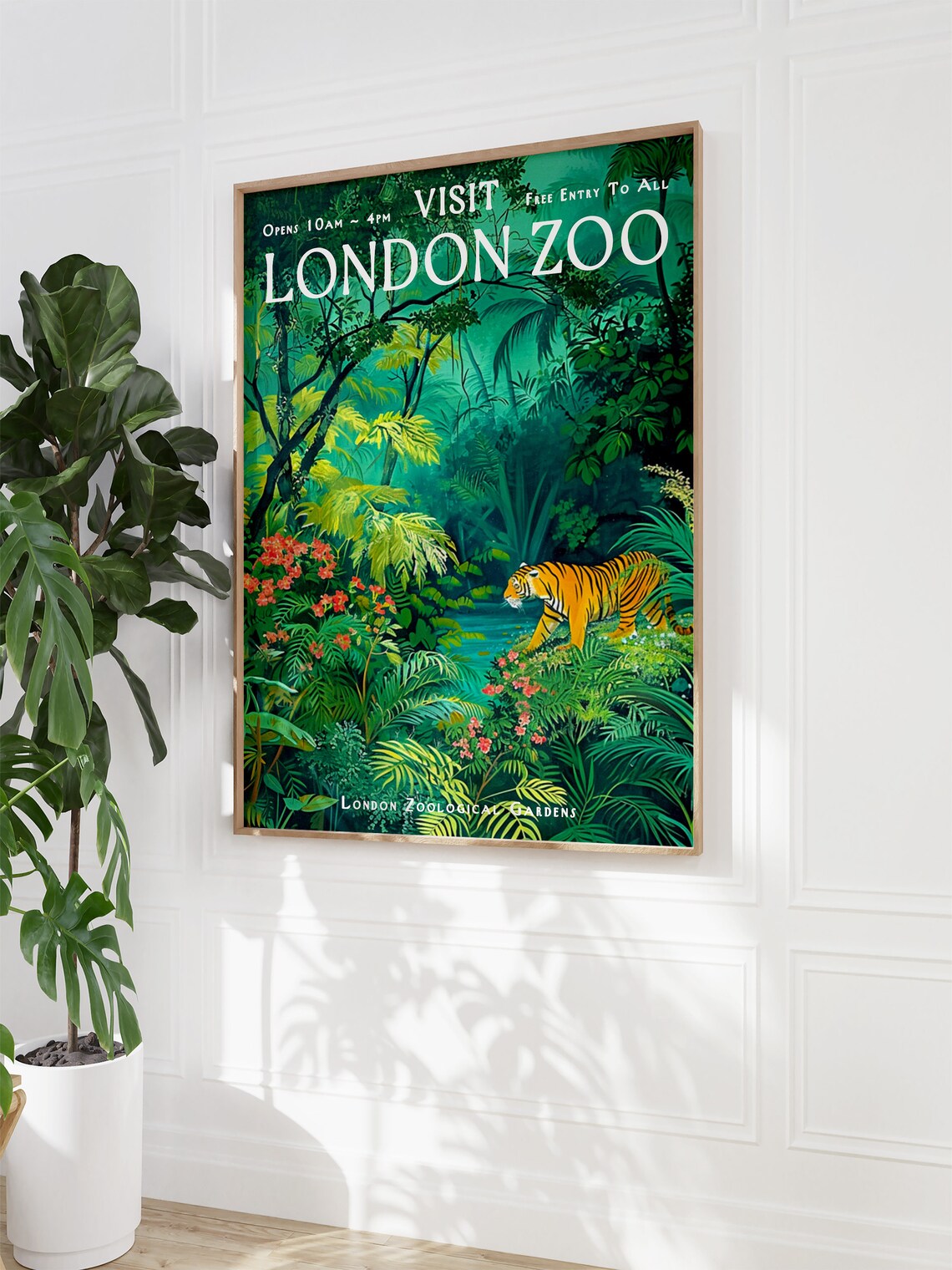 London Zoo Vintage Poster, Tiger and Jungle Art - Image 3