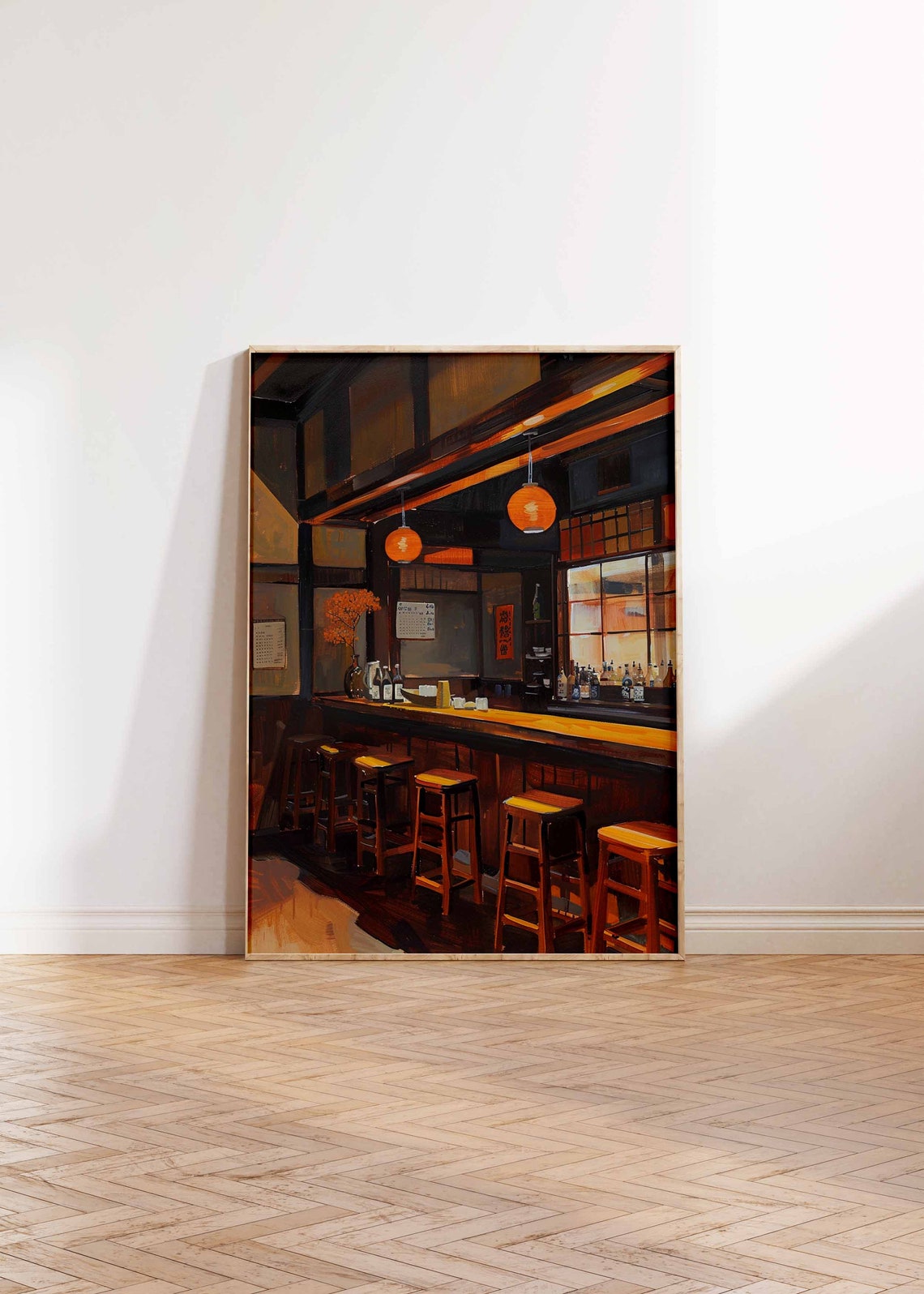Japanese Izakaya Bar Interior Painting Lanterns Tokyo Night Poster - Image 2
