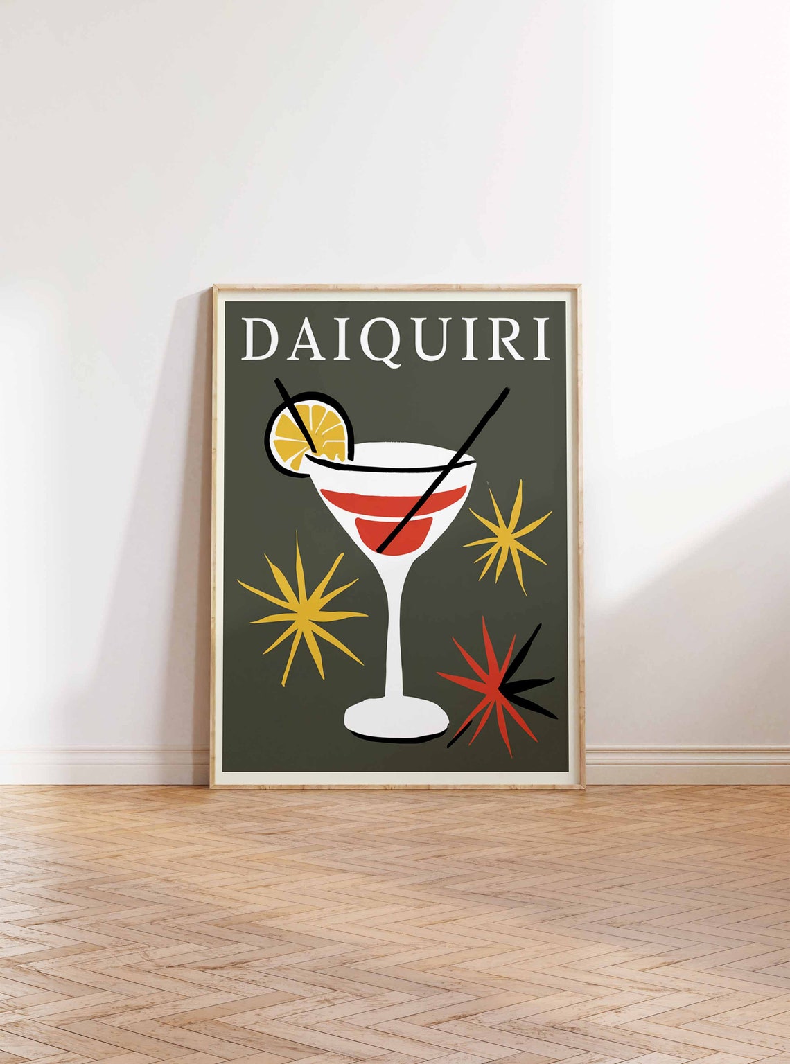 Daiquiri Cocktail Retro Coupe Glass Lime Starburst Bar Poster - Image 2