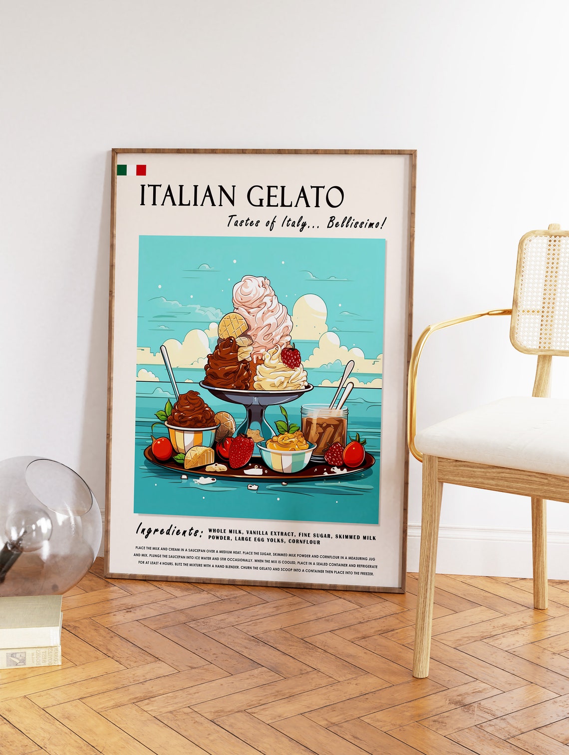 Italian Gelato Poster Gelato Food Print Italian Dessert Poster Kitchen Print Kitchen Decor Food Art Food Drink Art - Image 2