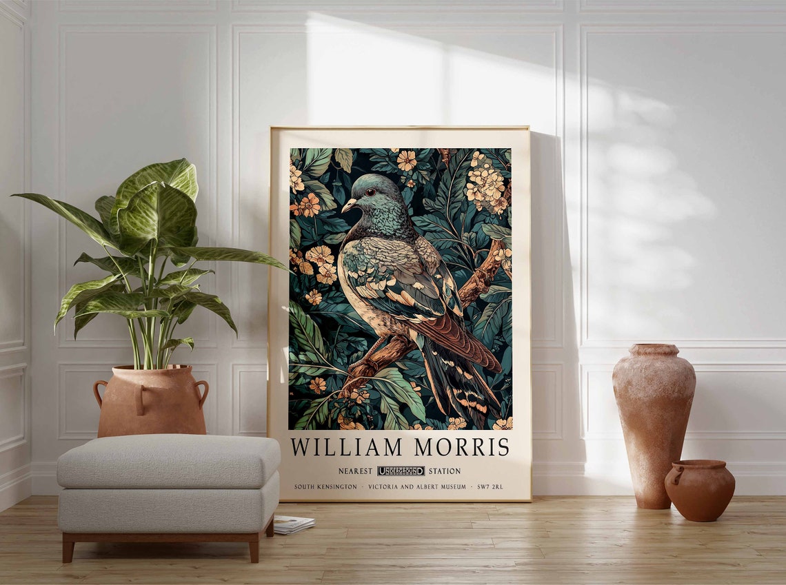 William Morris Pigeon Vintage Dark Branch Botanical Art Poster - Image 3