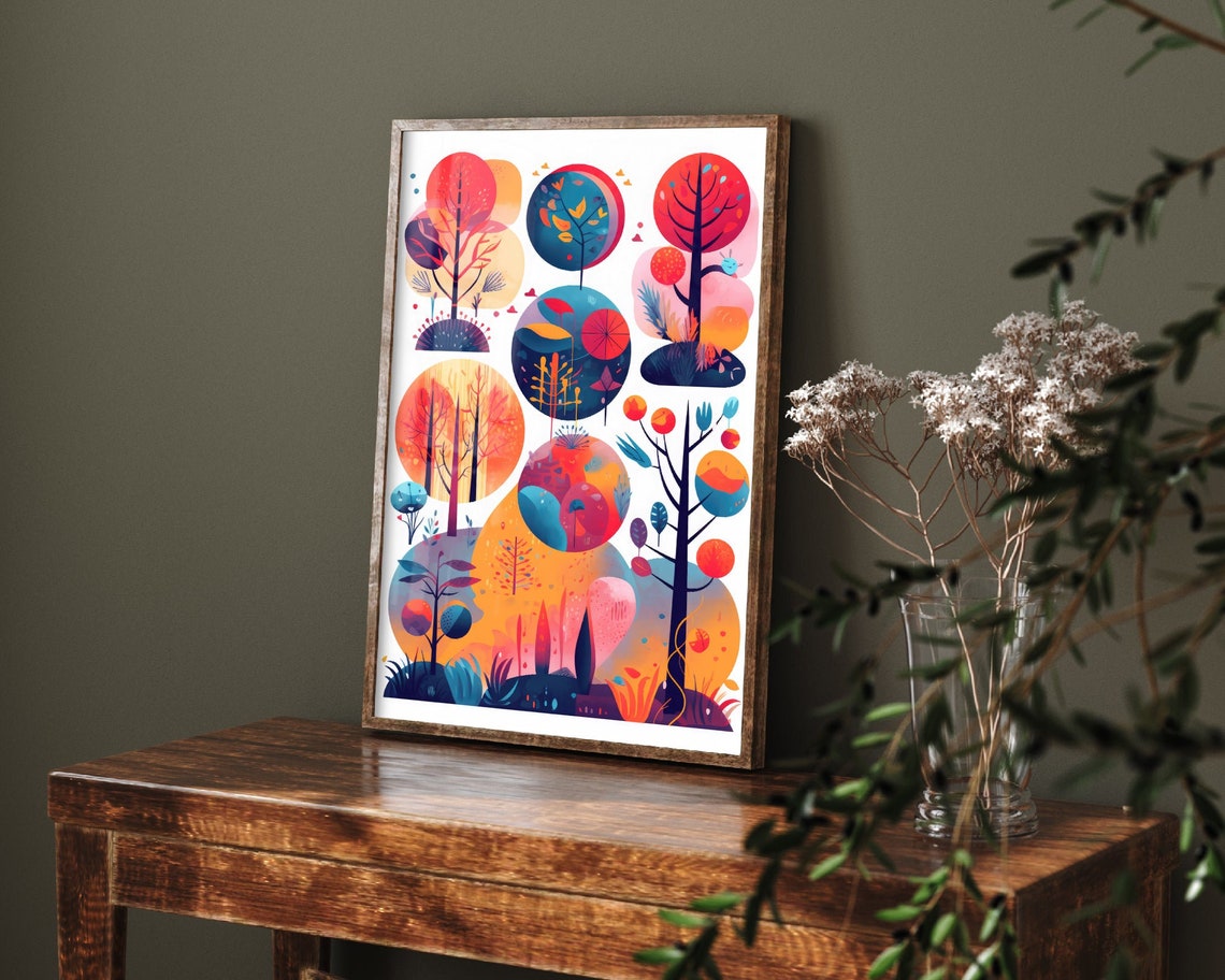 Collection Of Trees 1 Art Print Poster Painting Museum Quality Giclee Home Wall Dcor