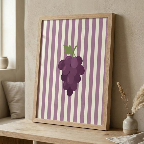 Grapes Print, Minimalist Kitchen Wall Art
