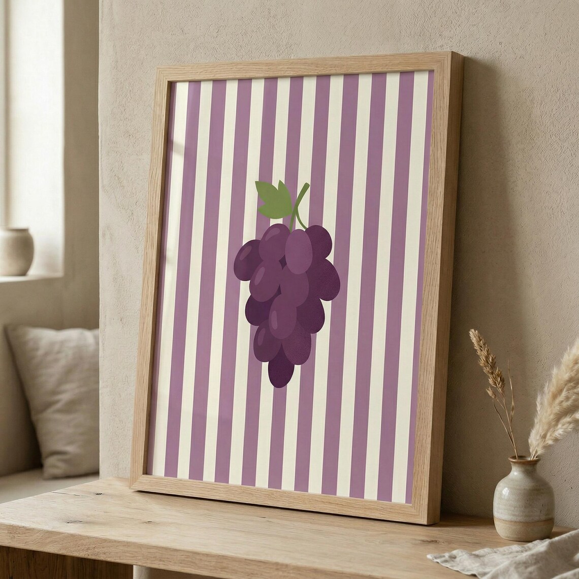 Grapes Print, Minimalist Kitchen Wall Art