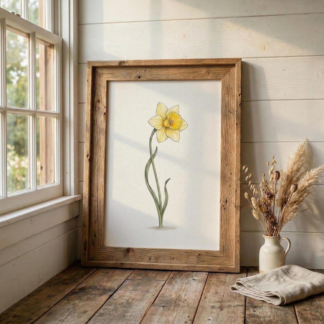 Minimalist Daffodil Botanical Art Print