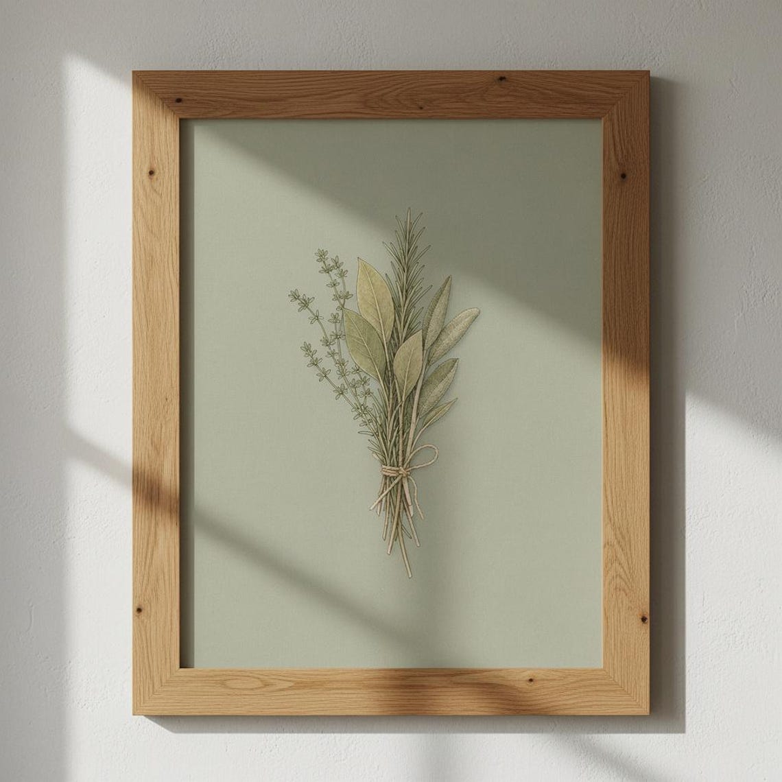 Sage Rosemary Lavender Herb Bundle Poster Rustic Kitchen Botanical Art