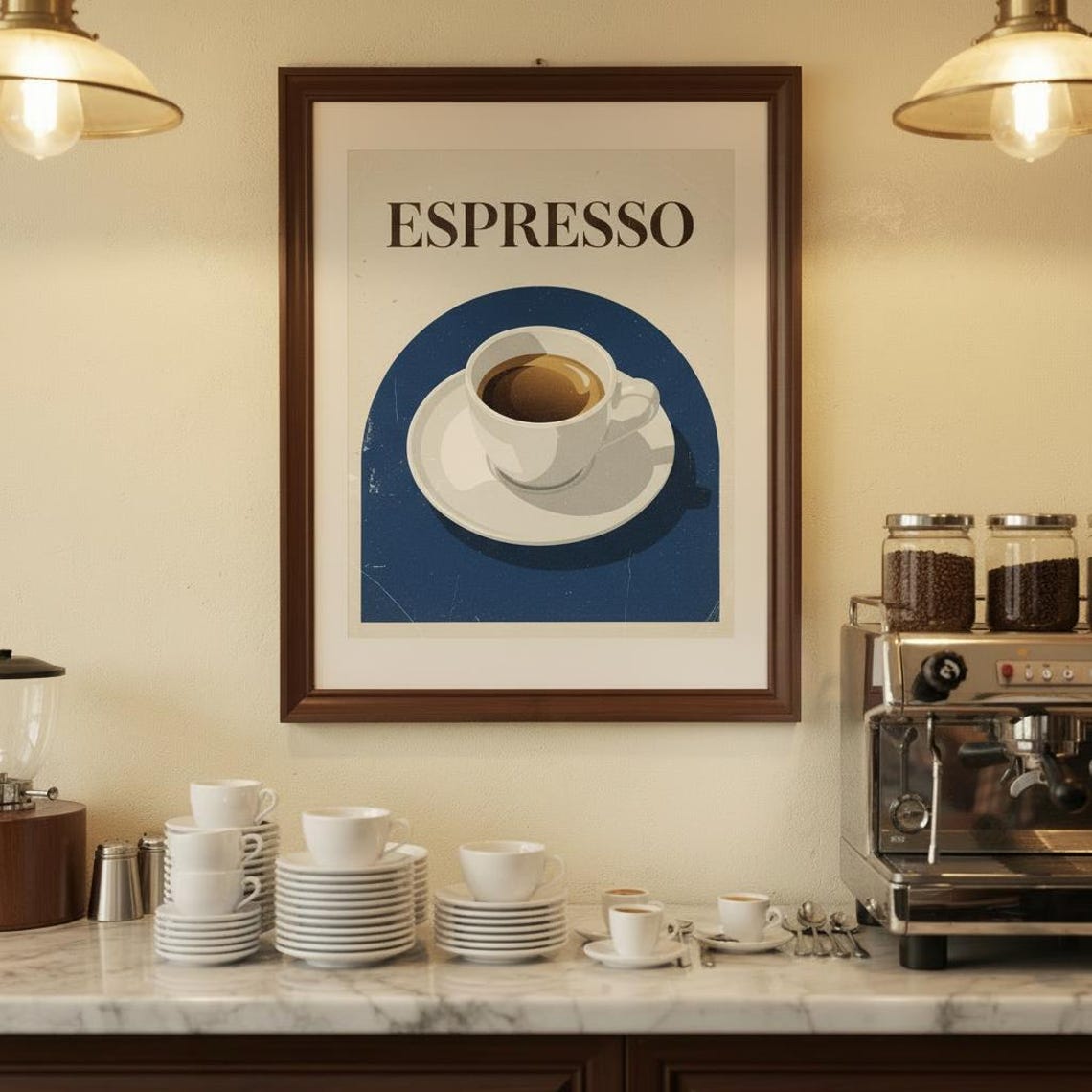 Espresso Print Modern Cafe Poster Kitchen Coffee Decor