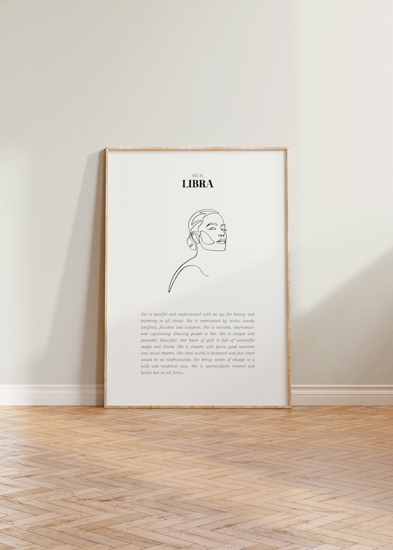 She Is Libra Horoscope Zodiac Wall Art Print