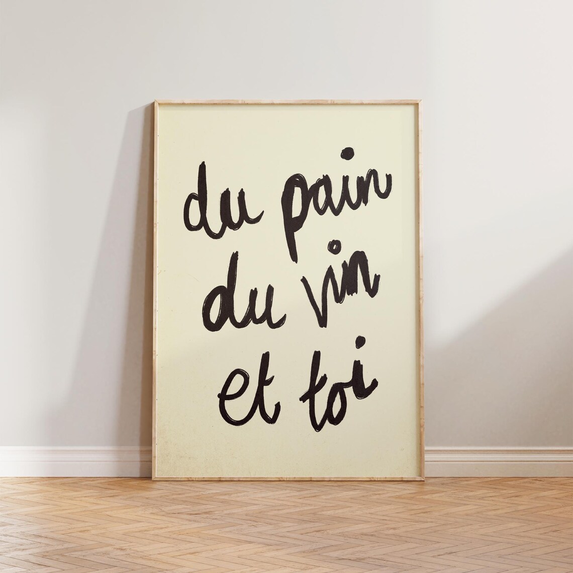 Du Pain Du Vin Et Toi French Kitchen Poster Vintage Handwritten Art