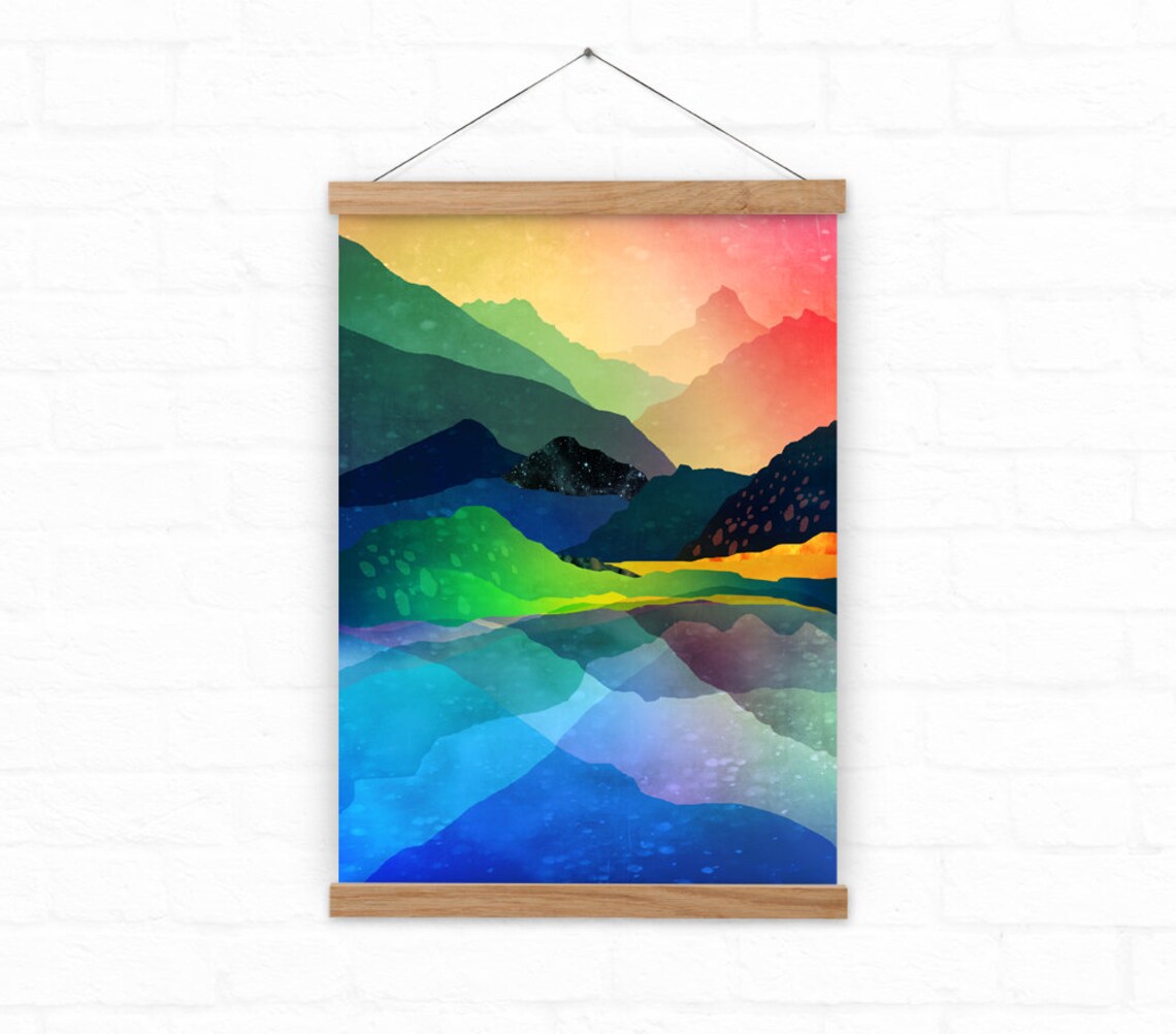 Mountain Sunset Landscape Art Print - Image 4