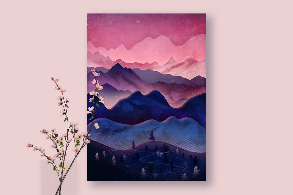 Mountain Landscape Art Print, Home Decor Poster - Image 3