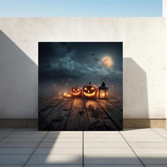 Halloween Jackolantern Wall Art Spooky Moon Canvas Print