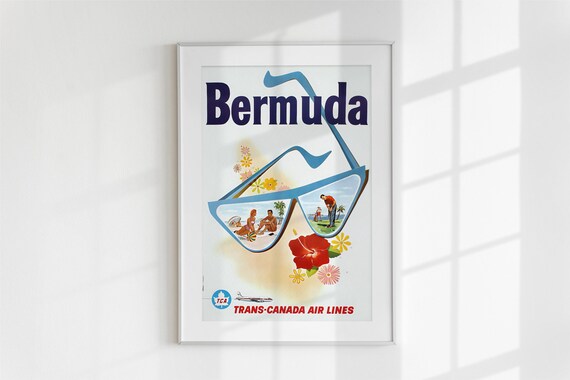 Vintage Bermuda Trans Canada Air Lines Sunglasses Beach Golf Poster
