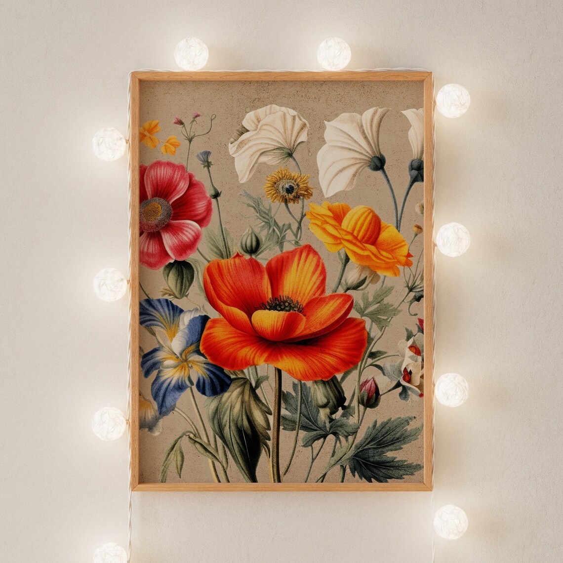 Vintage Style Floral Art Print, Bold Floral