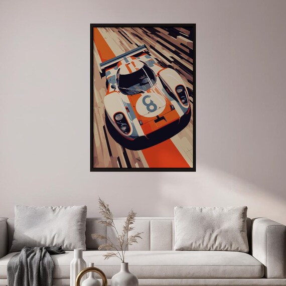 Vintage Orange Endurance Race Car Number 8 Dynamic Motorsport Poster