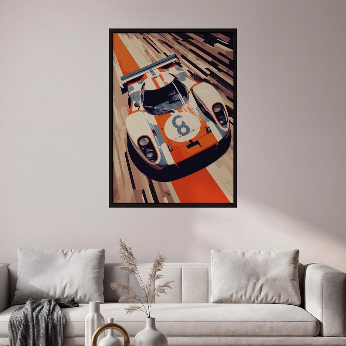 Vintage Orange Endurance Race Car Number 8 Dynamic Motorsport Poster