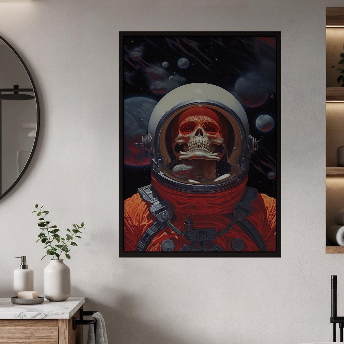 Cosmic Astronaut Skull Surreal Space Gothic Macabre Sci Fi Wall Poster