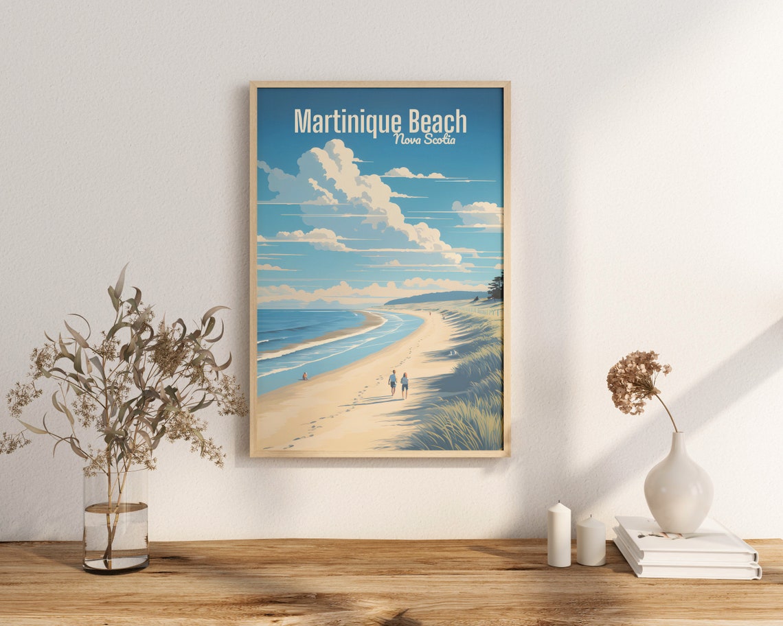 Martinique Beach Nova Scotia Sandy Shore Coastal Travel Poster