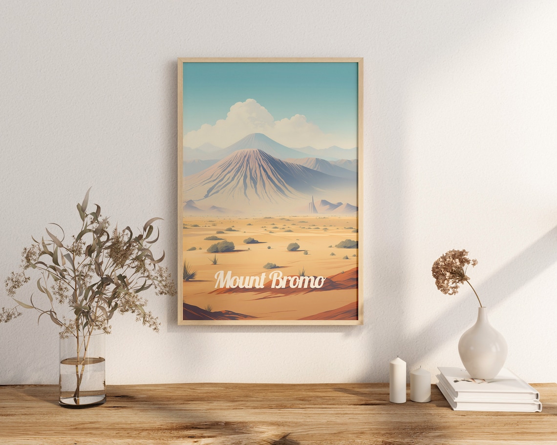 Mount Bromo Travel Poster, Java Indonesia