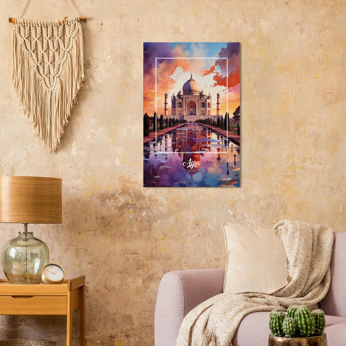 Agra Taj Mahal Wall Art On Beautiful Place Poster Indian Home Decor - Image 2
