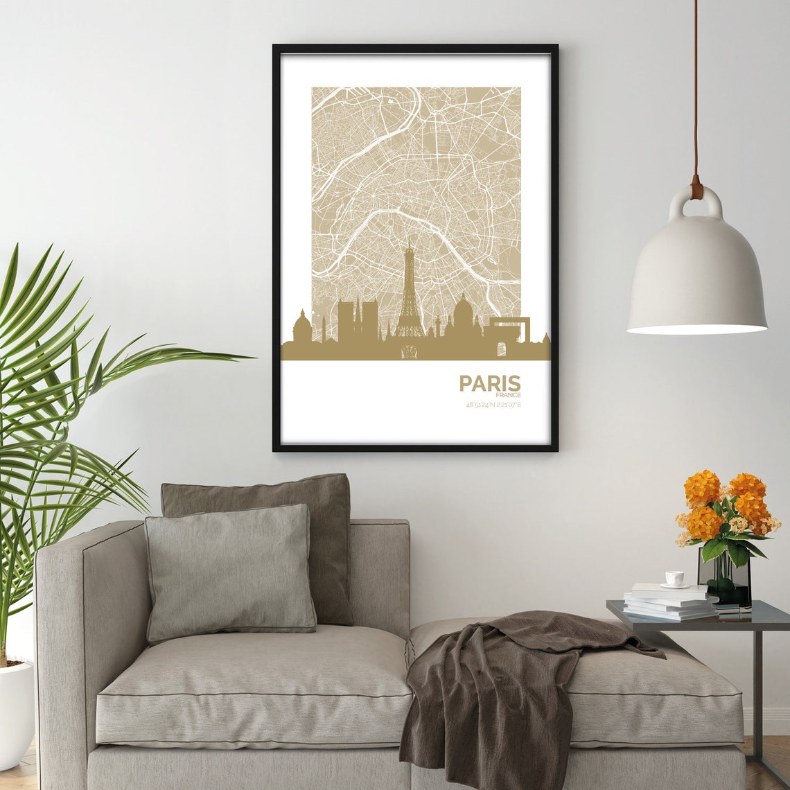 Paris France Gold City Map Skyline Silhouette Eiffel Tower Poster - Image 3