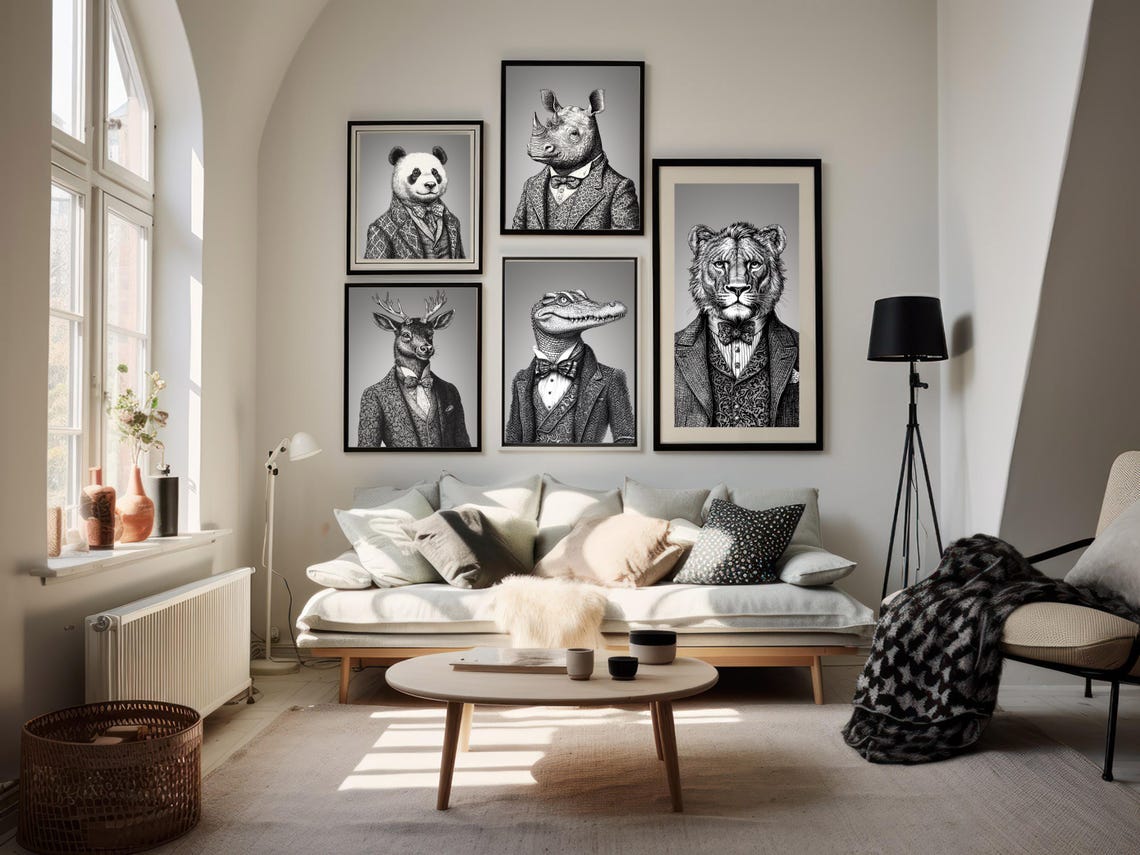 Dapper Victorian Animals in Suits Gallery Set of Five Poster