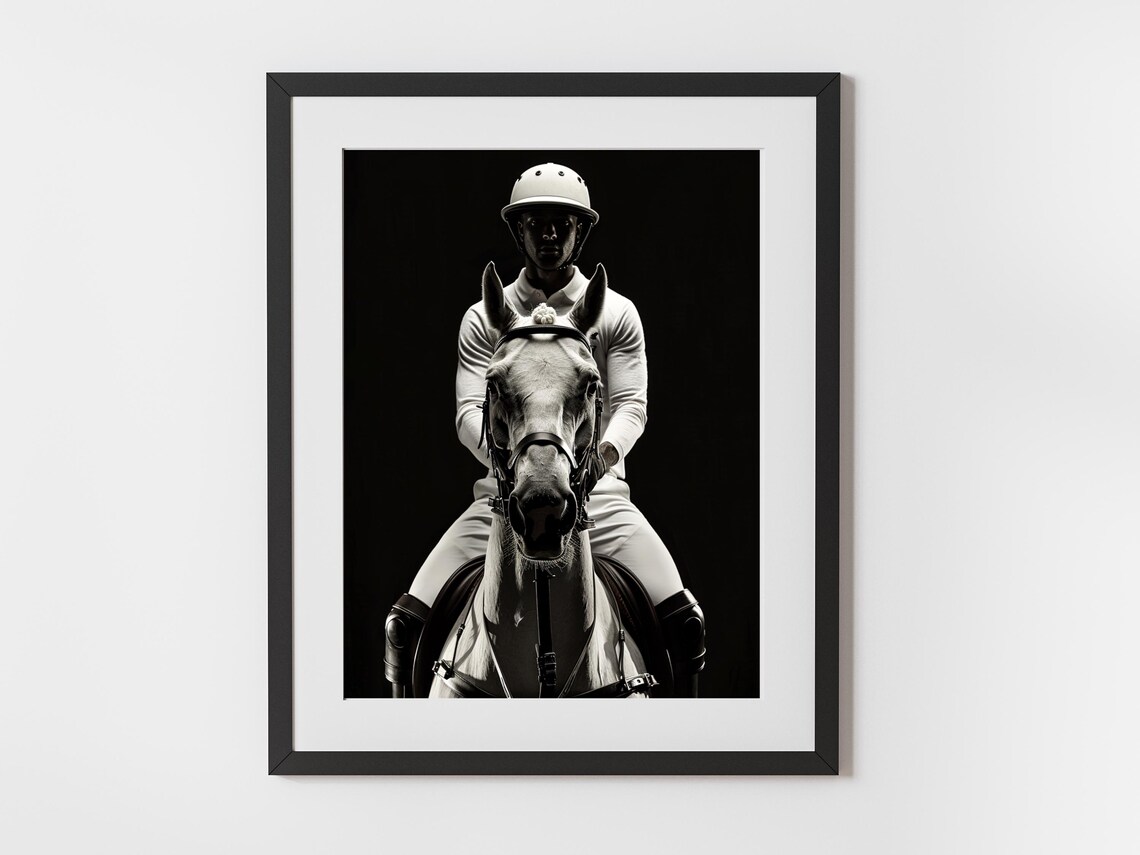 Equestrian Polo Rider Art Print, Modern Luxury Decor