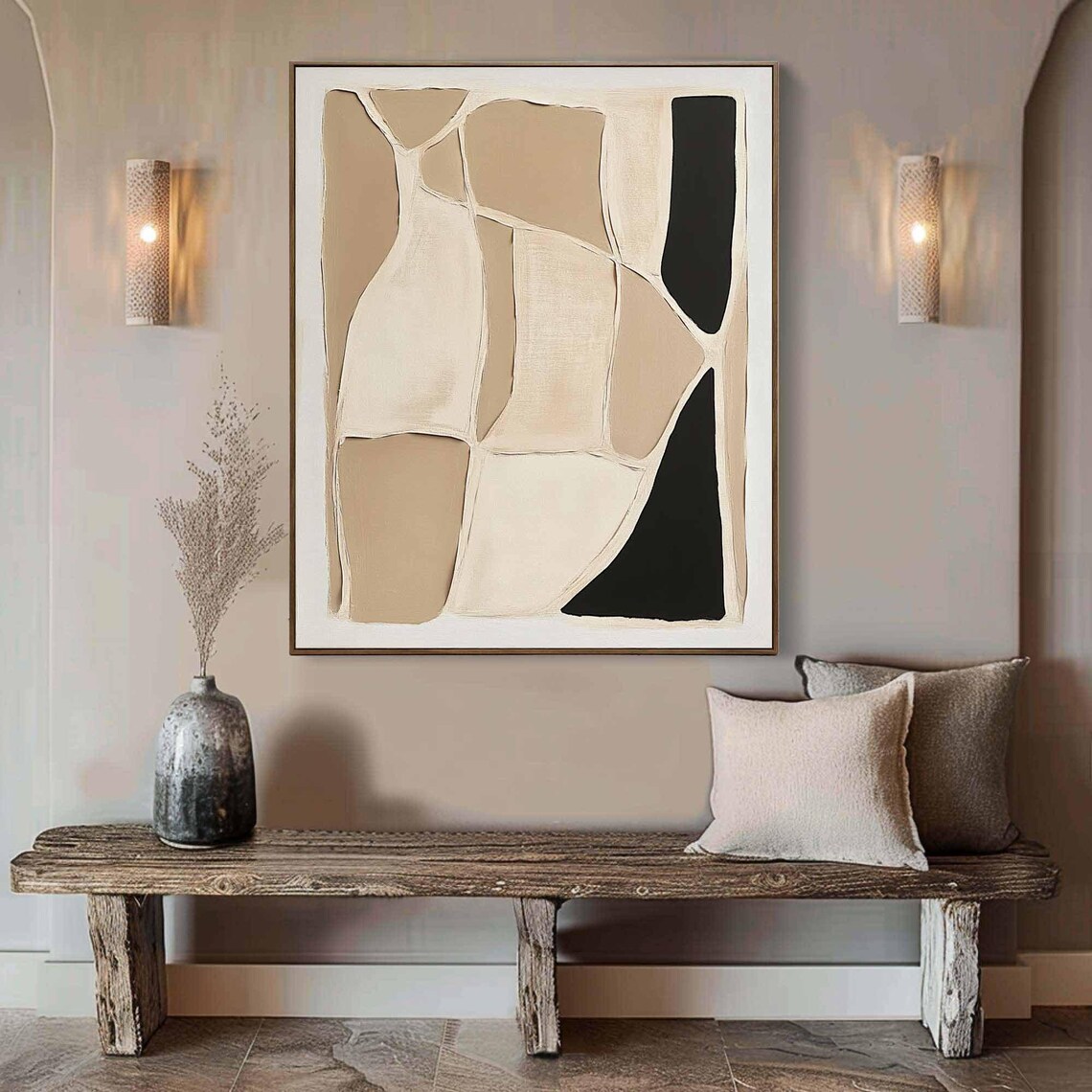 Black Beige Abstract Organic Shape Wabisabi Textured Neutral Poster - Image 3