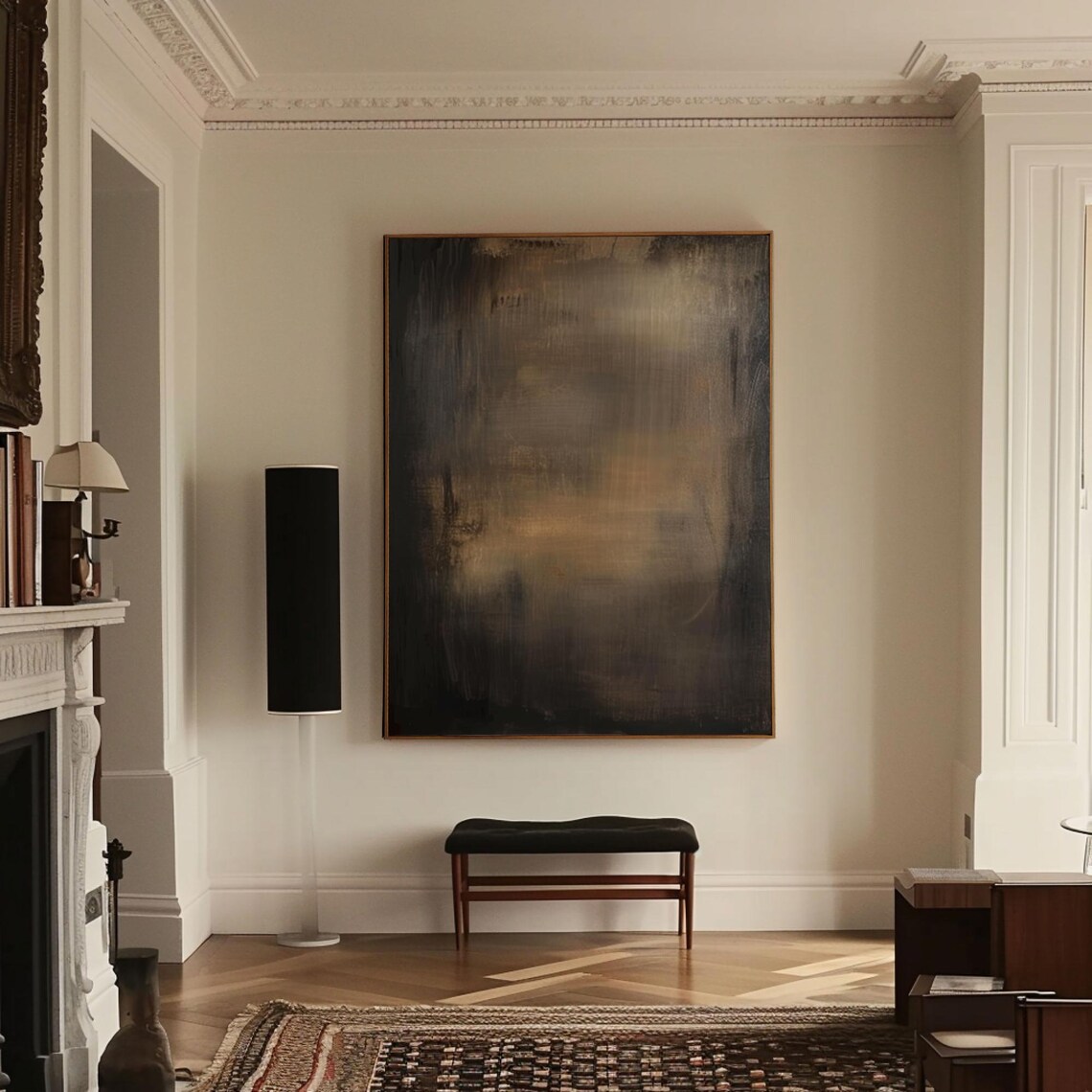 Brown Wabisabi Abstract Painting, Black Minimalist Art Print - Image 2