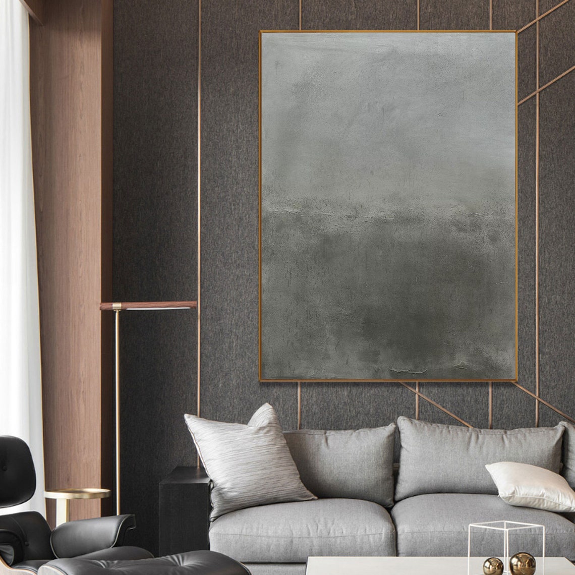 Grey Black Gradient Abstract Minimalist Concrete Texture Moody Poster - Image 2