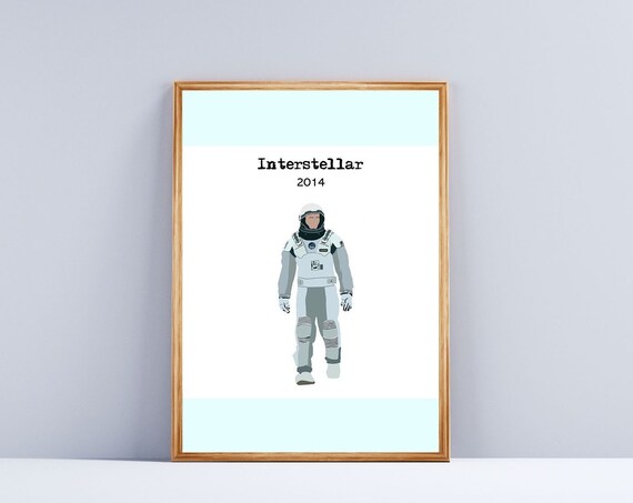 Interstellar 2014 Minimalist Astronaut Space Film Movie Art Poster
