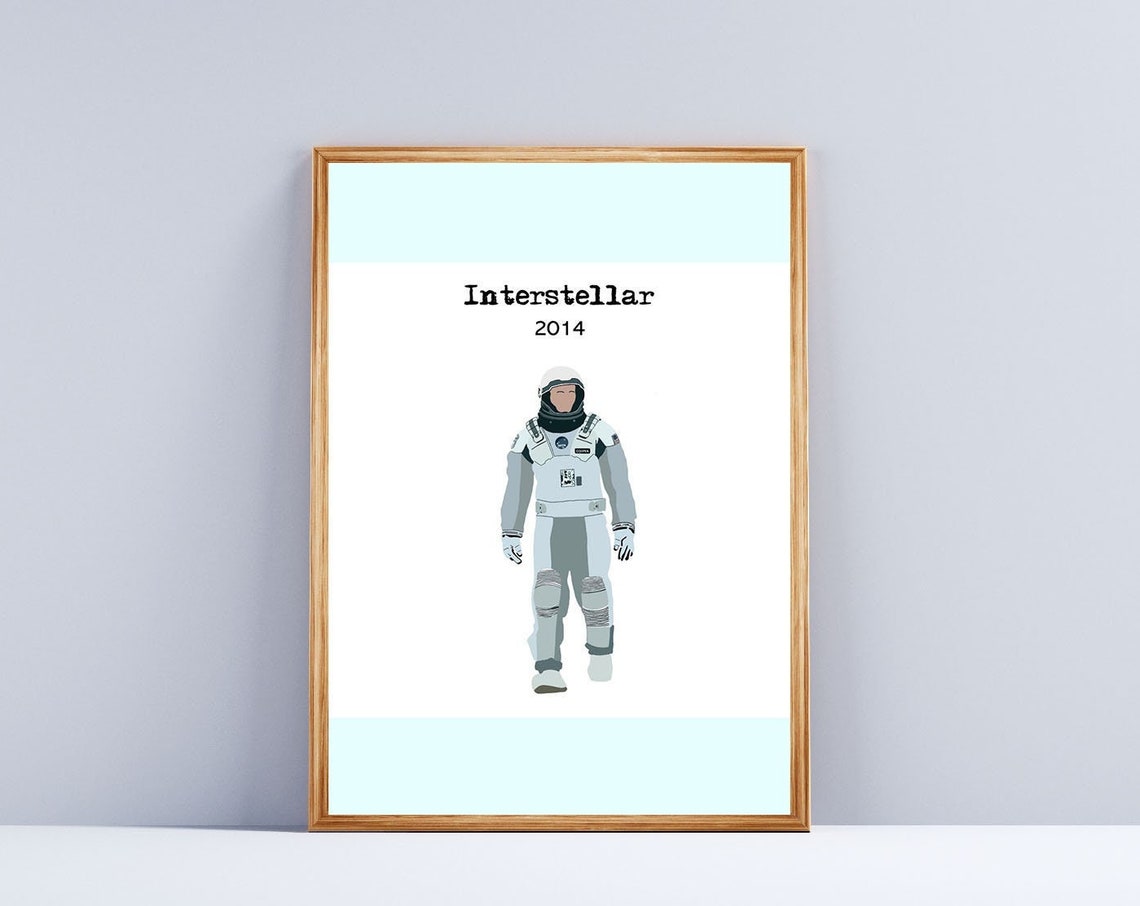 Interstellar 2014 Minimalist Astronaut Space Film Movie Art Poster