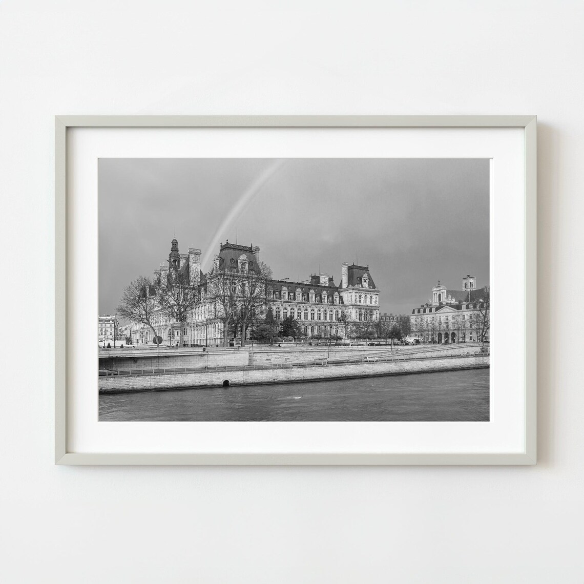 Hotel De Ville Paris France Rainbow Black White Photography Wall Art