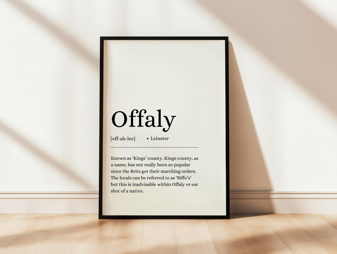 Offaly County Ireland Dictionary Definition Typography Wall Poster