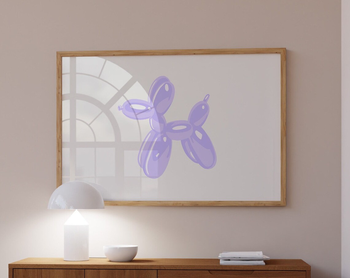 Lilac Purple Balloon Dog Preppy Aesthetic Dorm Room Decor Art Print - Image 2