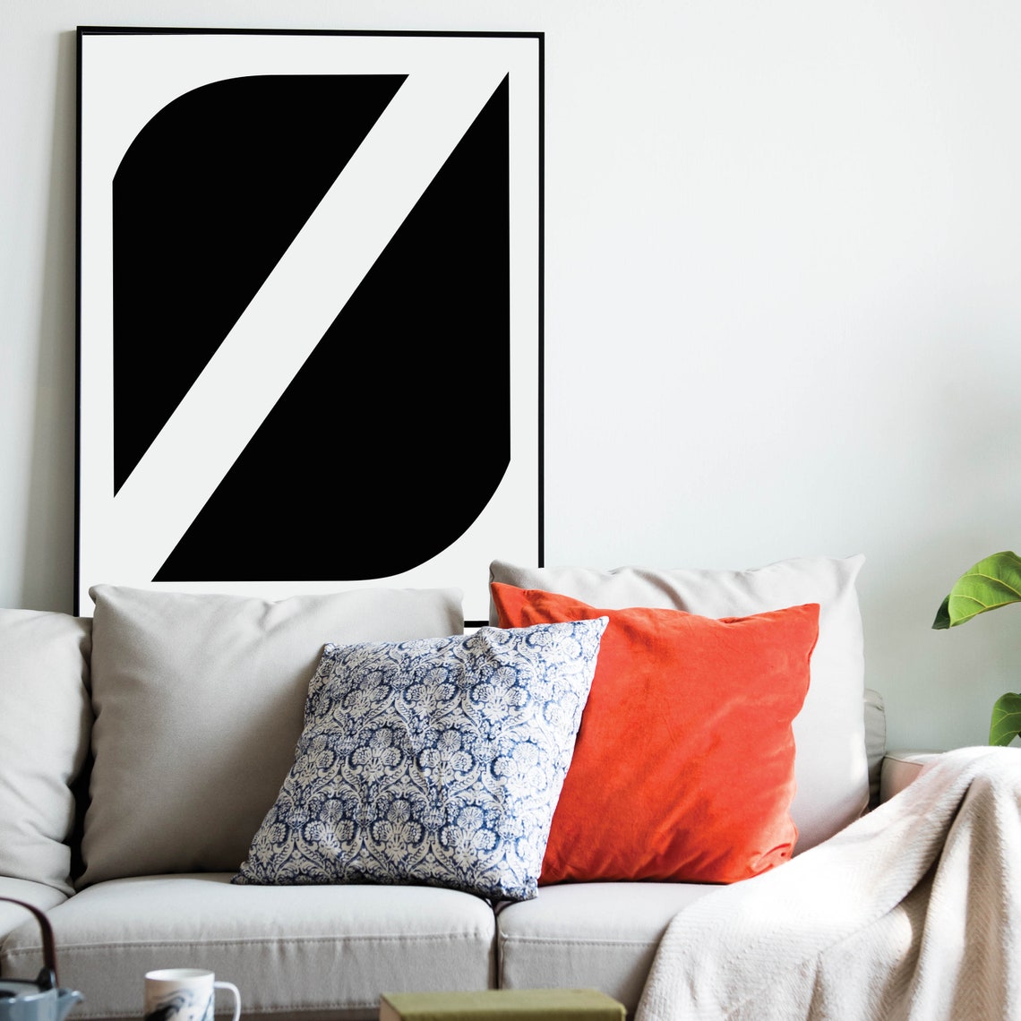 Initial Letter Monogram Black White Serif Gallery Wall Art Trio - Image 4