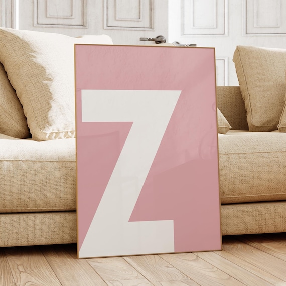 Pink Letter Z Big Bold Initial Alphabet Nursery Wall Decor Print