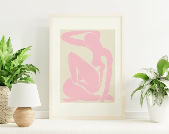 Matisse Exhibition Pink Nude Print Art Paper Cut Outs French Abstract Art Cute Trendy Wall Art