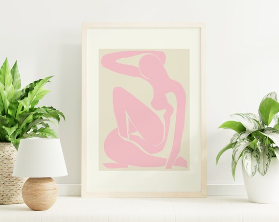 Matisse Style Pink Nude Silhouette Minimalist Modern Art Print