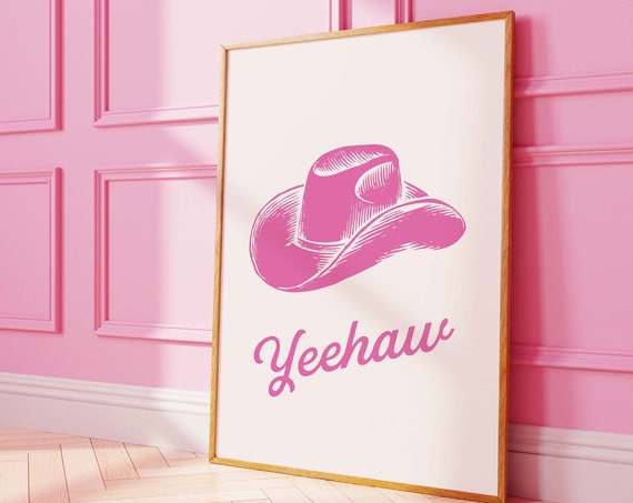 Cowboy Hat Print Art Yeehaw Cowgirl Print Retro Western Wall Art Country Western Art Print Trendy Retro Wall Art