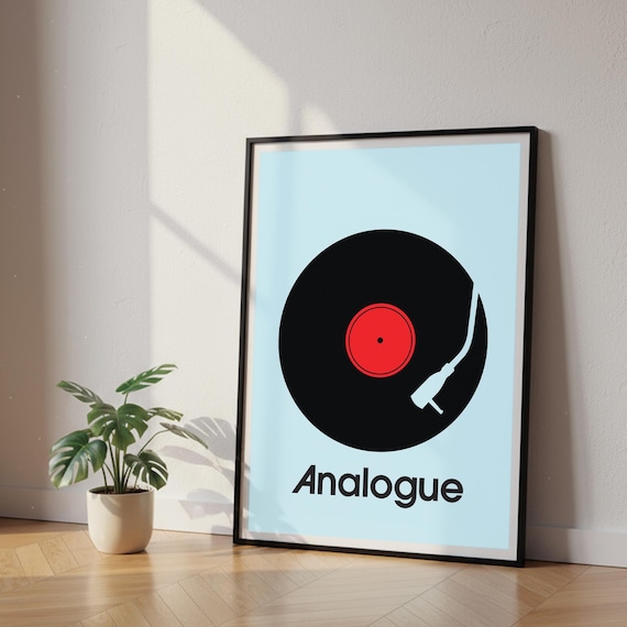 Analogue Vinyl Record Poster Minimalist Turntable Music Lover Gift