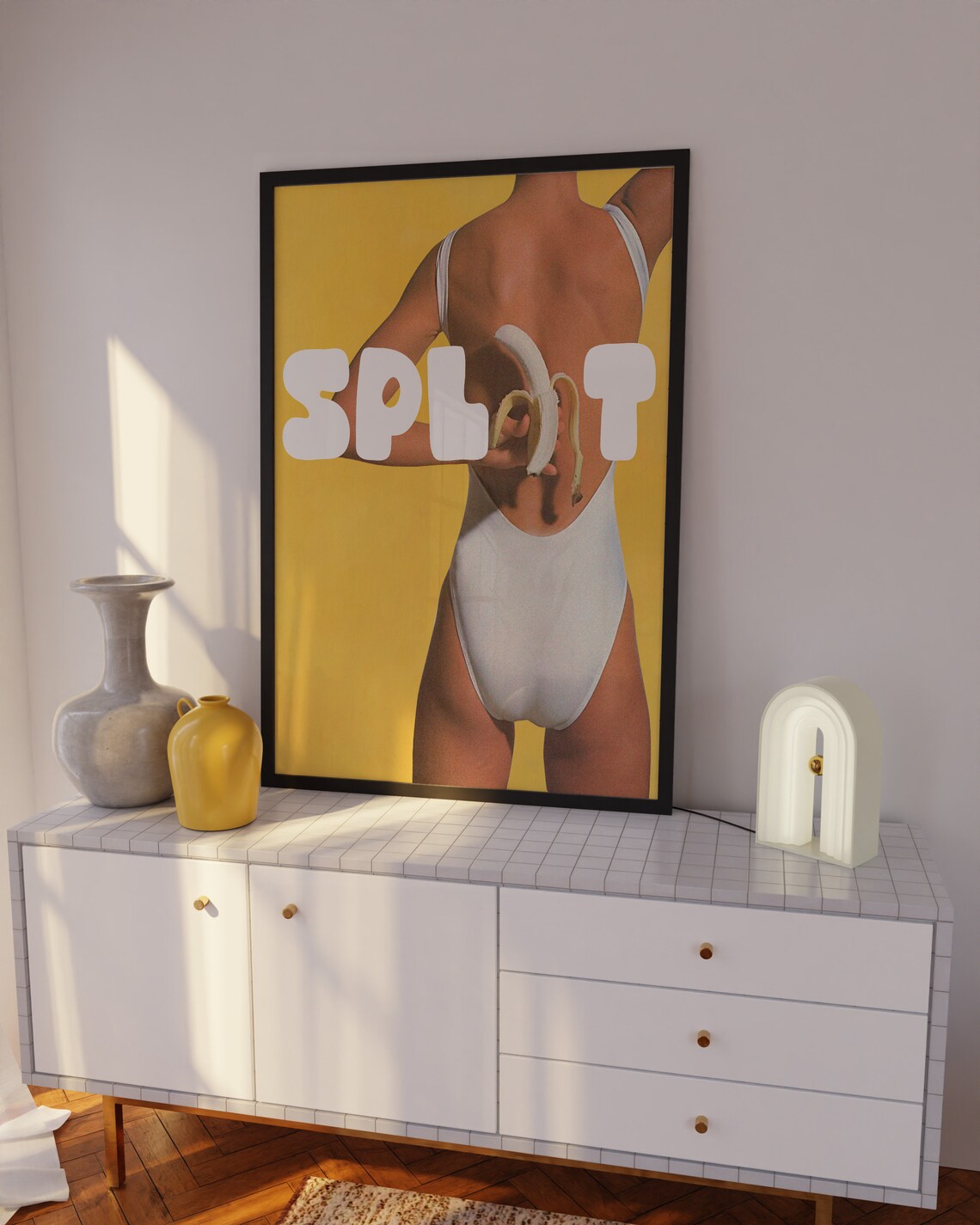 Sunny Yellow SPLIT Banana Retro Swimsuit Cheeky Pop Art Poster - Image 2