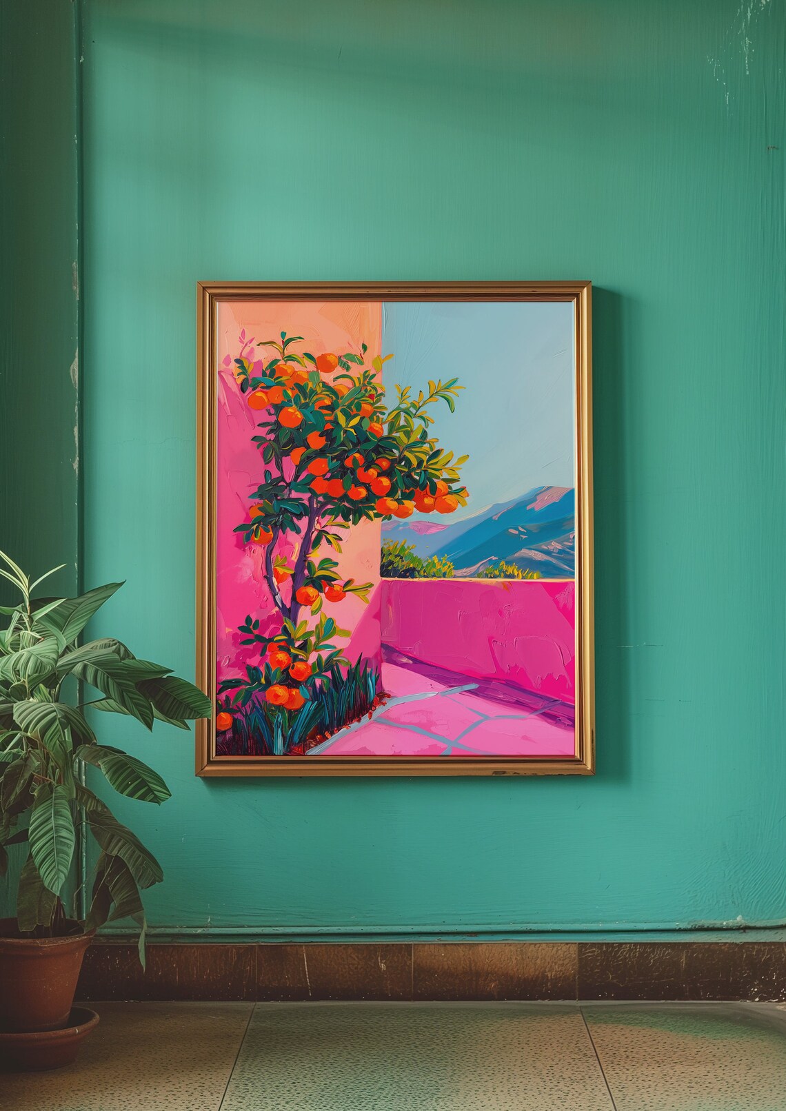 Orange Garden Maximalist Decor Art Print - Image 3
