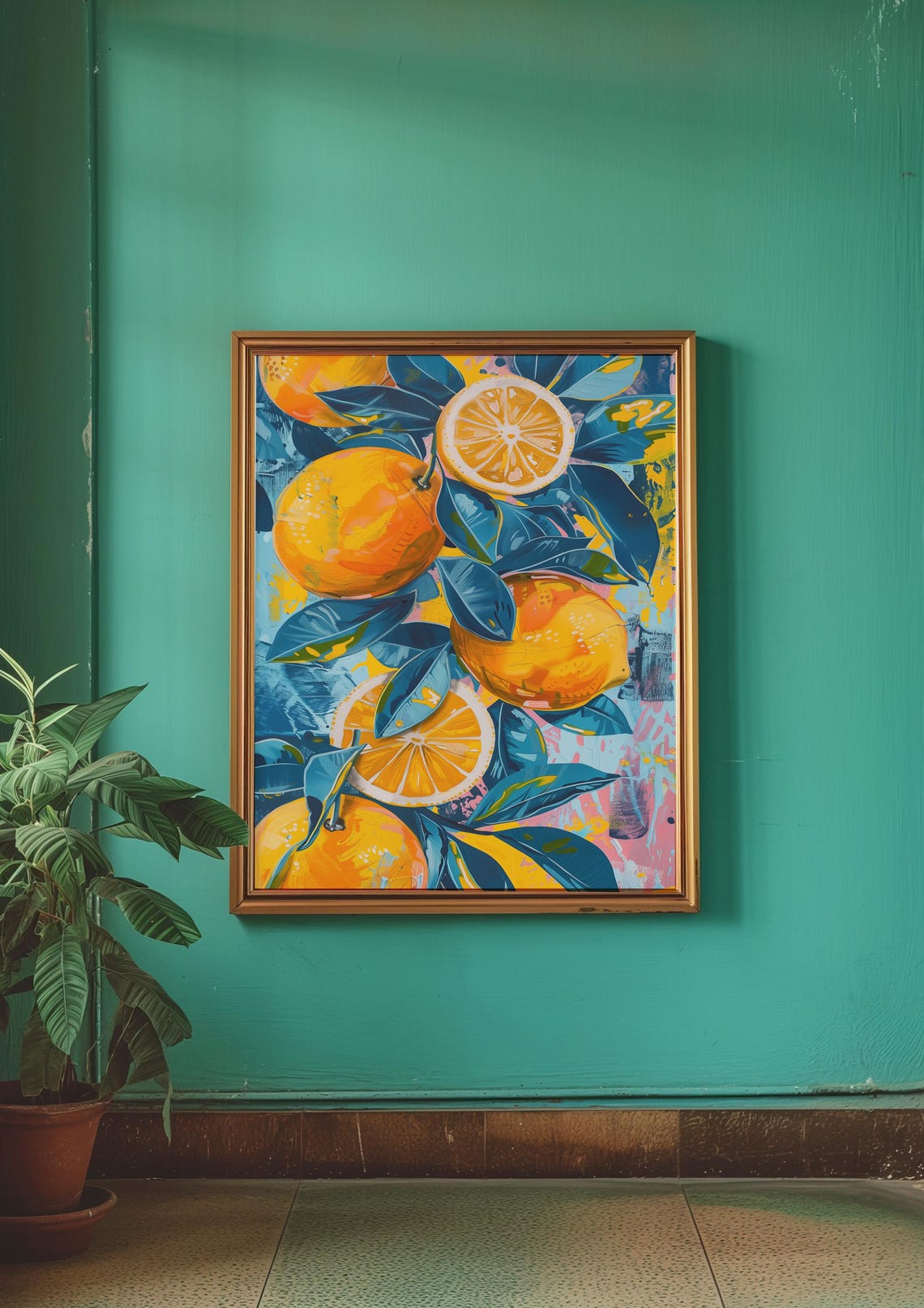 Lemon Tree Branch Citrus Fruit Tropical Botanical Art Poster - Image 2