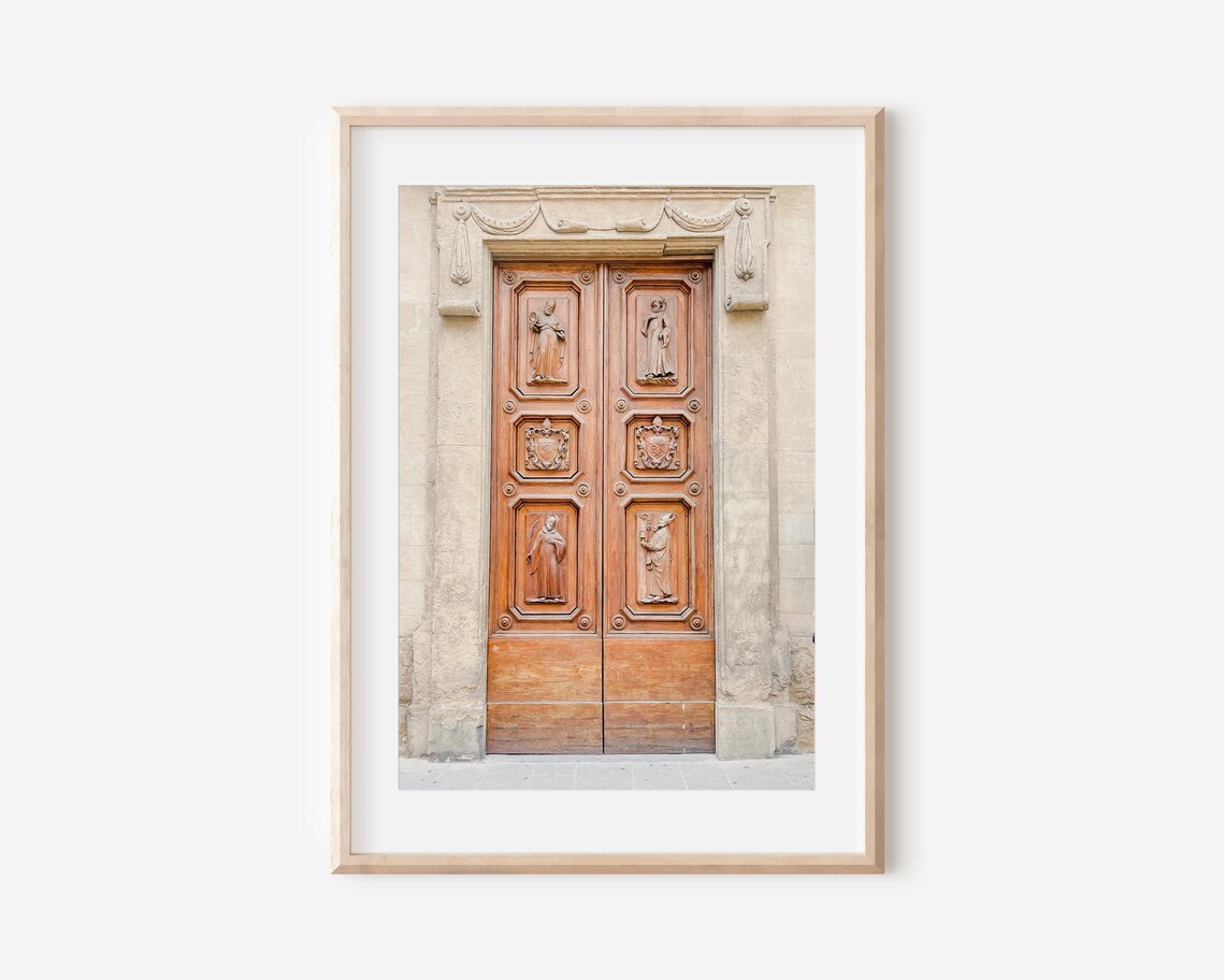 Florence Italy Historic Church Carved Wood Door Photography Print